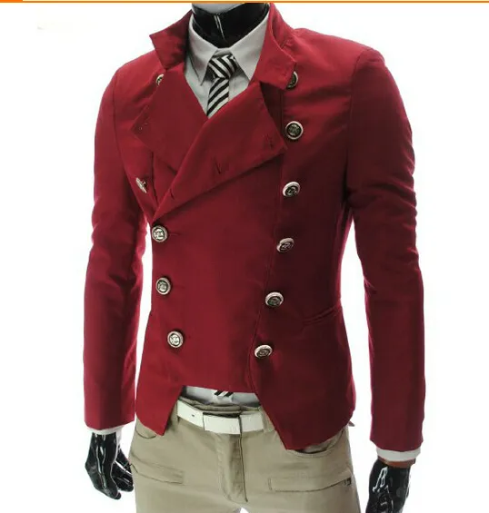 New Styles Moda Doble Breasted METROSEXUAL Hombre Traje Chaqueta abrigo abrigo 3 Tamaño de color M-2XL X311