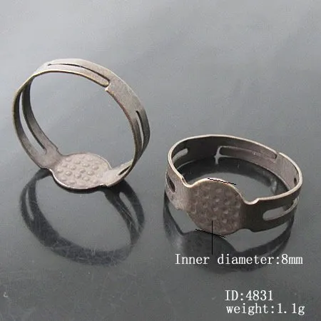 Beadsnice Eisen verstellbarer Ringsockel mit 8x7,5 mm großen Pad-Ringrohlingen für Modeschmuck ID 4831