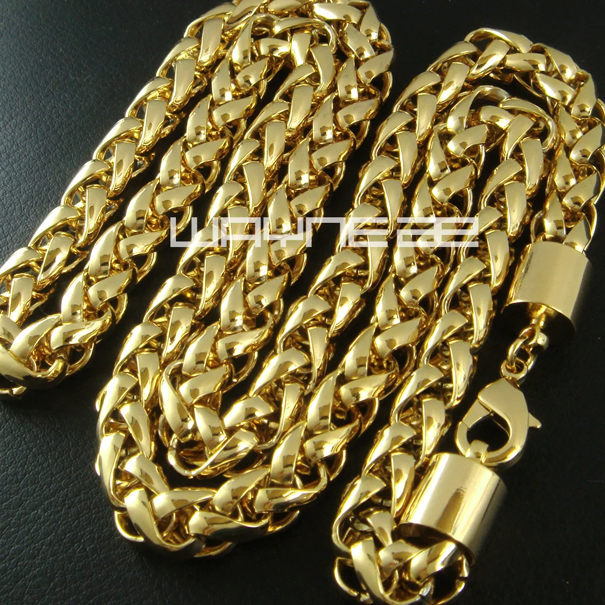 18K 18CT Gold Filled Men's Weaved 60cm Lenght Heavy Chain Necklace N49297G