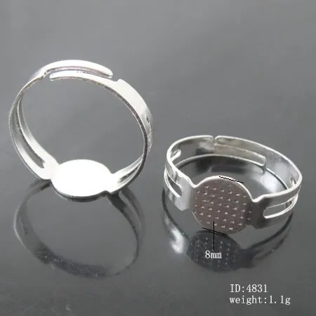 Base de anillo ajustable de hierro Beadsnice con 8x7.5mm piezas de anillo en blanco para bisutería ID 4831