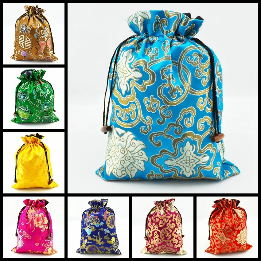Muhteşem Ranza İpli Sutyen Iç Çamaşırı Seyahat Çantaları Depolama Ipek brokar Baskılı Hediye Paketleme Torbalar 10 adet / grup Mix Renk Ücretsiz kargo