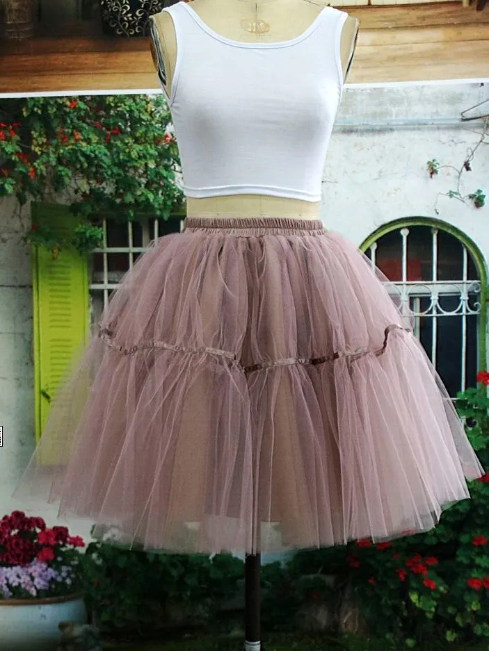 Vintage Petticoats Colorful 1950s Style Short Mini Tulle Tutu Skirts Underskirt Elastic Waistband Satin Band Petticoats For Dress Skirts