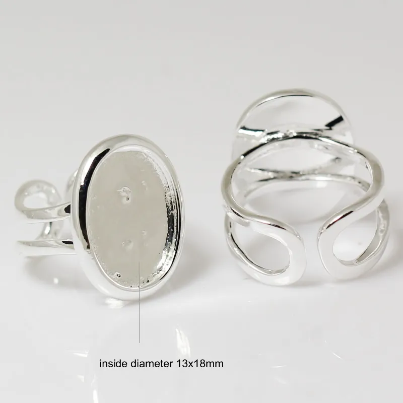 Ajuste de la base del anillo Beadsnice perfecto para cabujones Anillos de la base del anillo Tamaño ajustable para bisutería ID 7351