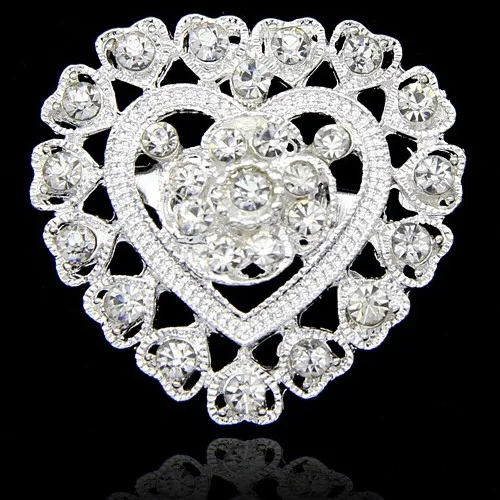 Silver Tone Clear Rhinestone Crystal Brooch Flower Girls' Corsage Fashion Brooch Wedding Bridal Bouquet Pins Brooches B634