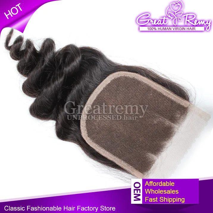 unprocessed indian human hair remy loose wave lace closure 3 way part 44 hairpieces natural color dyeable for black women very popular