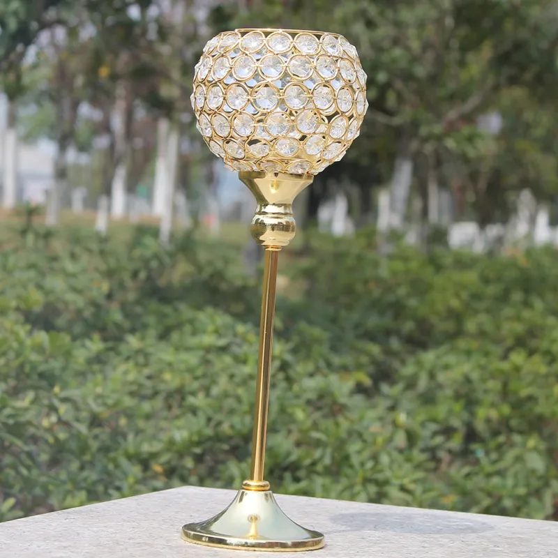 New metal gold plated candle holder with crystals wedding candelabra/centerpiece decoration candlestick =