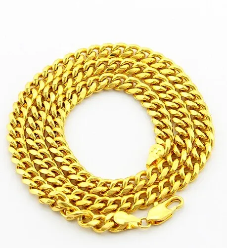 Мужские ожерелья designeChains, ювелирные изделия, 24-каратное золото 6, 5 мм, мужская длинная цепочка из 24-каратного золота, классическая 20-30 дюймов, 24KGP, цепочка Фигаро для МУЖЧИН Fre299g