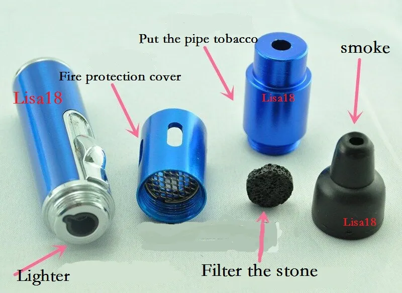 Sneak A Vape Click N Vape Mini Herbal Vaporizer Smoking Pipe Touch Flame Lighter with Built-in Wind Proof Torch Light