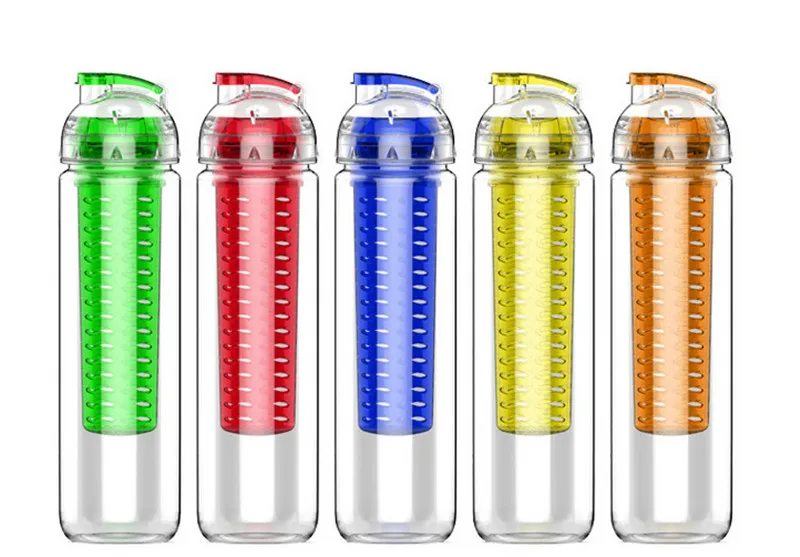 800 مل تريتان BPA سبورت ماء زجاجة الفاكهة الفاكهة Infuser infuser عصير صحة زجاجة الوجه Flip Drinkware lot253o