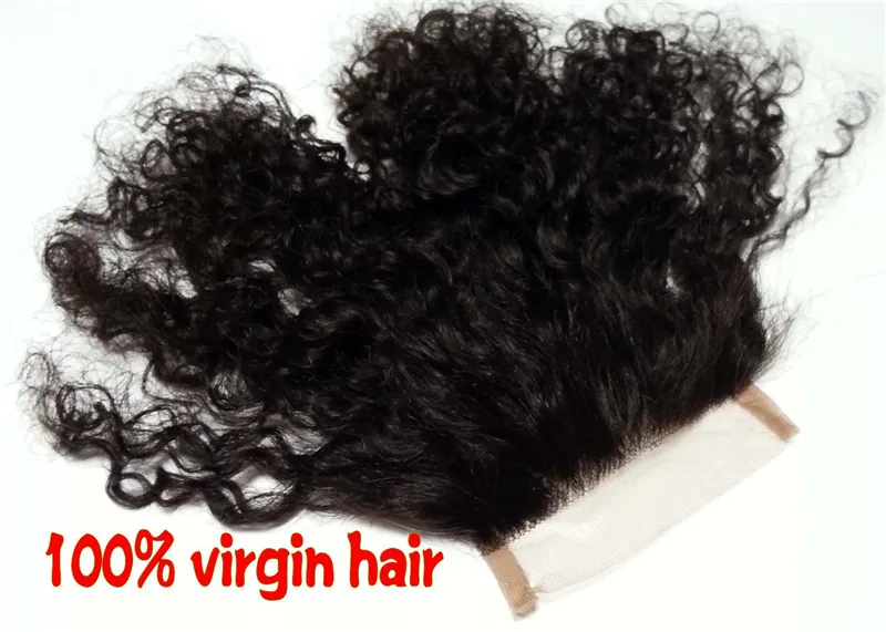 High Grade Brazilian Human Hair Lace Closure 4mm Afro Malaysian Kinky Curl Lace Closure Virgin Hair Closures 10A-AF-005