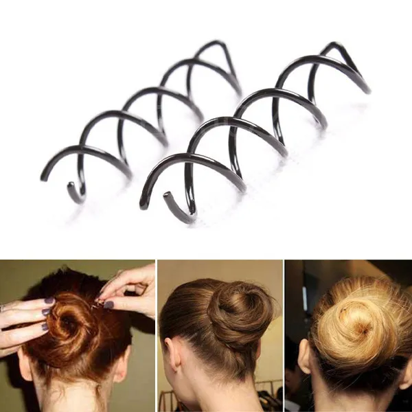 Espiral Spin Tornillo Pasador Pinza de pelo Horquilla Torcedura Accesorios para el cabello Negro Placa hecha Herramientas B Magia Cabello SCROO Accesorios de estilo nupcial