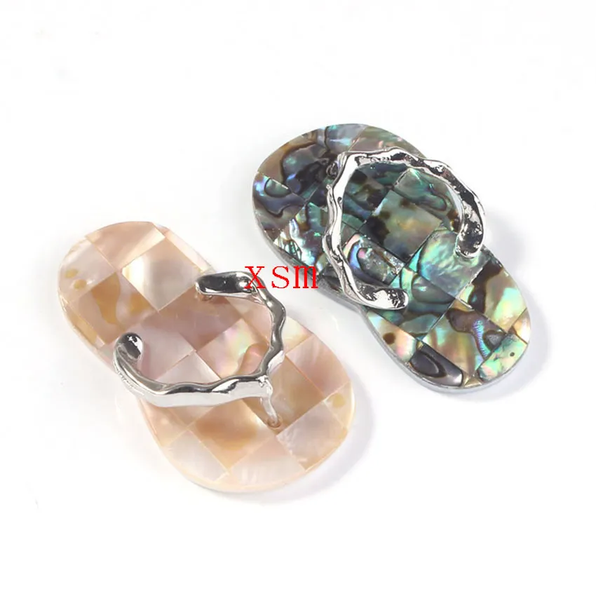 10 stücke Natürliche Neuseeland Abalone Shell Hausschuhe Anhänger Halskette Charme Modeschmuck Für Männer 41x23mm