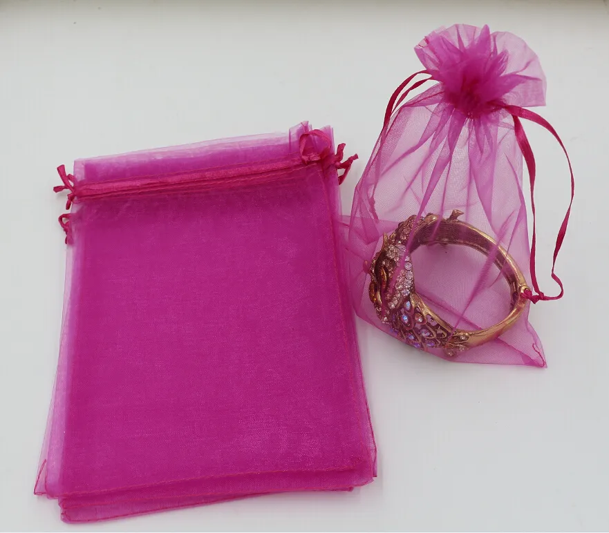 Rose Red Organza Jewelry Gift Pouch Bags For Wedding favors beads jewelry 7x9cm 9X11cm 13 x 18 17x23cm 20x30cm 316252R