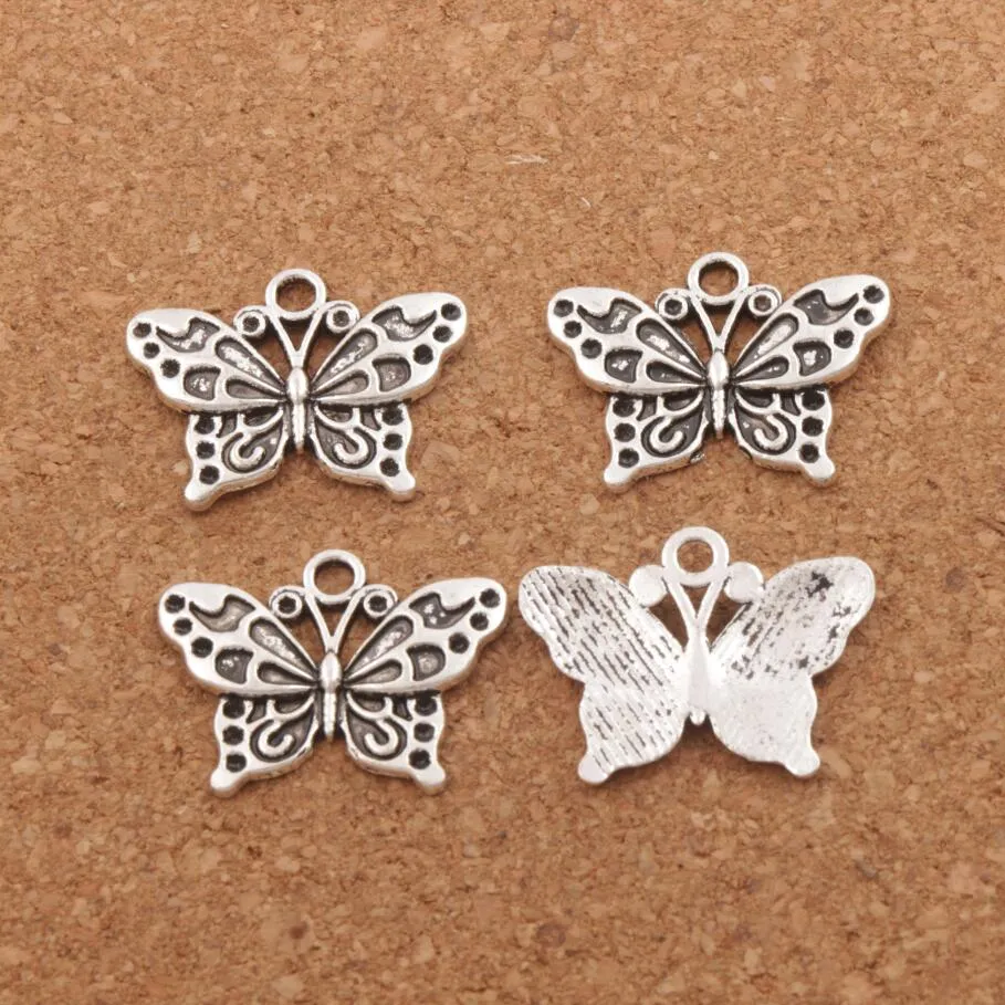 White Peacock Anartia Jatrophoe Butterfly Charm Beads 100st 24 8x19 1mm Antika silverhängen smycken DIY L1128195D