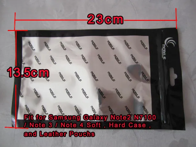 13.5 * 23CM Paquet Zipper Sac Noir Poche Pour Galaxy S7 / Bord / Plus Note 5 4 Iphone 7 I7 6 6S Plus 5.5 Étui En Cuir / Soft 