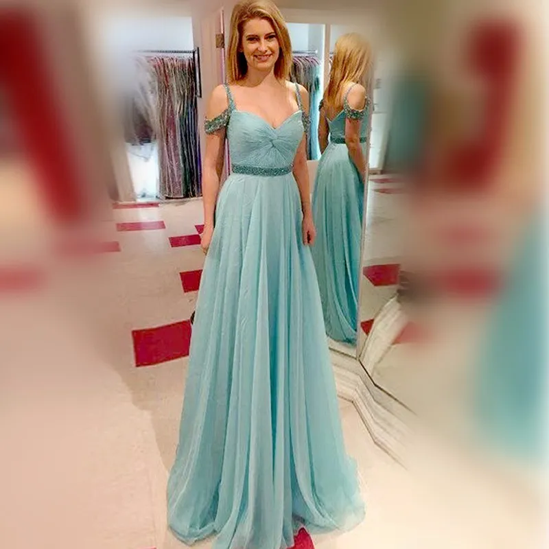 Cheap Bridesmaid Dresses Dark turquoise chiffon Maid Of Honor Gowns Formal Pleats Wedding Guest Dress A Line Crystals 2019 Sash 2215
