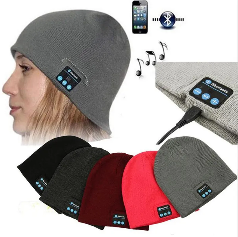 Fashion Women Men Beanie Hat Cap Wireless Bluetooth Earphone Headset Speaker Mic Winter Sport Stereo Music Hats TO317