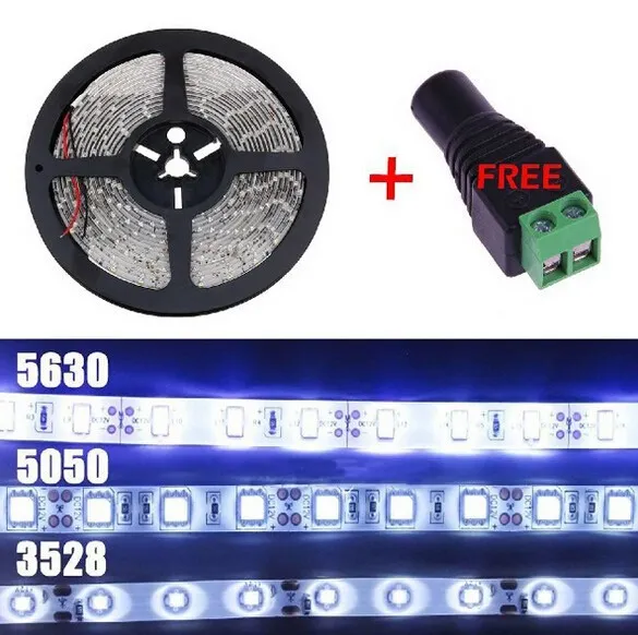 12V LED Strip Light 5M 300 LED 5630 5050 3528 SMD DC Connecter 12V 6A محول إمدادات الطاقة البارد الدافئ الأبيض الأزرق الأحمر GRE211A