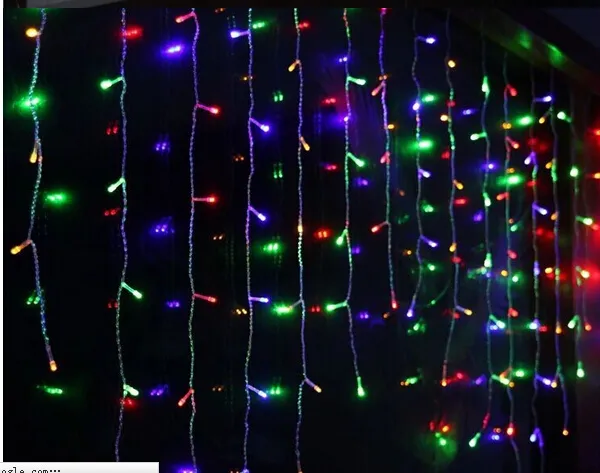 New 16M Droop 0.75m 576 LED Icicle String Light Christmas Wedding Xmas Party Decoration Snowing Curtain Light And Tail Plug AC.110v-220v