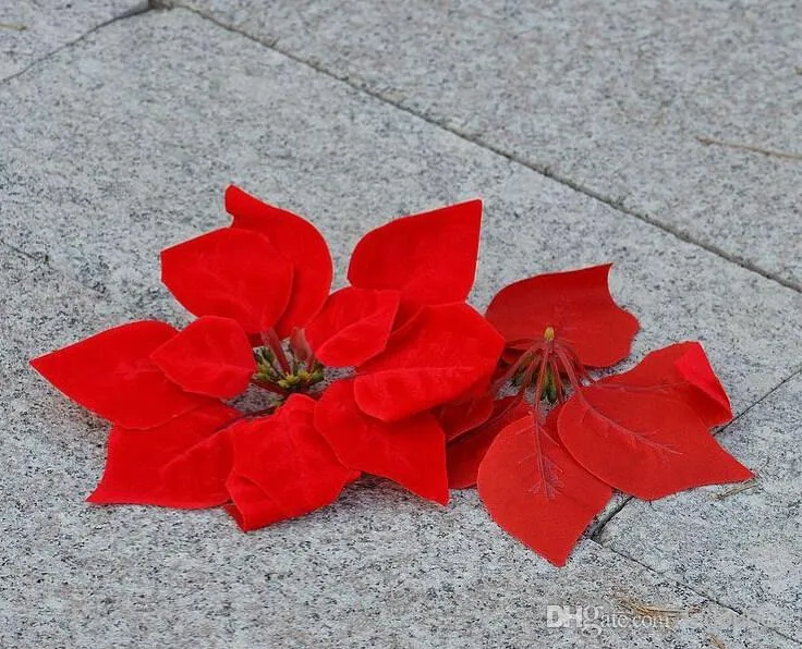 Red 100p Dia 20cm 7 87 Artificial Simulation Silk Poinsettia Christmas Flower Decorative Flowers2068