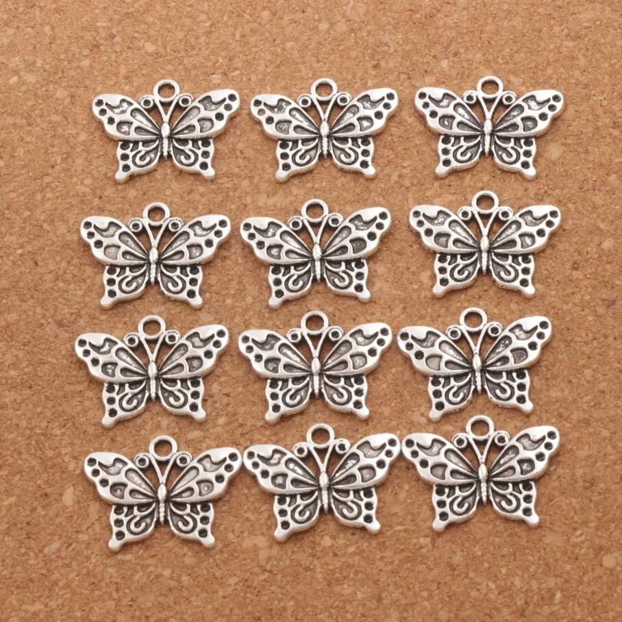 Weißer Pfau Anartia Jatrophoe Schmetterling Charm Perlen 100 Stück 24 8x19 1mm Antik Silber Anhänger Schmuck DIY L11282814