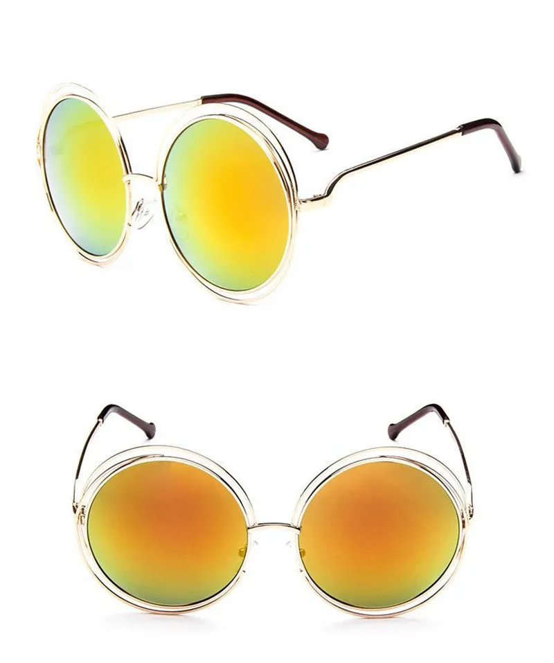 Neue Vintage Mode Women Brand Designer Fahrrad Sonnenbrille Elegant Big Round Draht Rahmen Sonnenbrillen übergroße Brille190n
