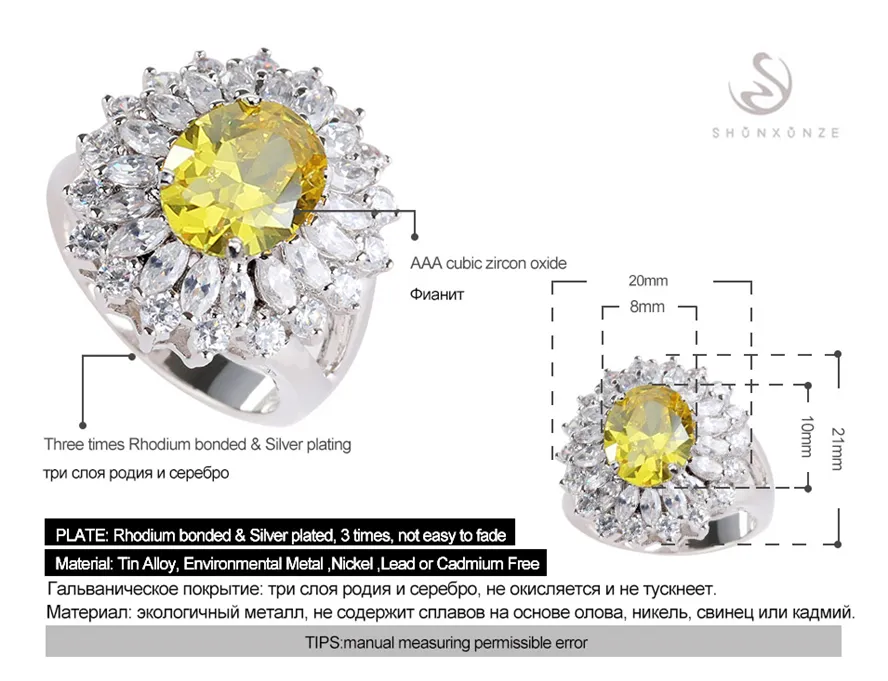 Das neue Produkt Shinning Bestseller MN458 sz # 6 7 8 9 Gelb Zirkonia Schöne Kupfer rhodiniert für Frauen Ringe Fashion Punk