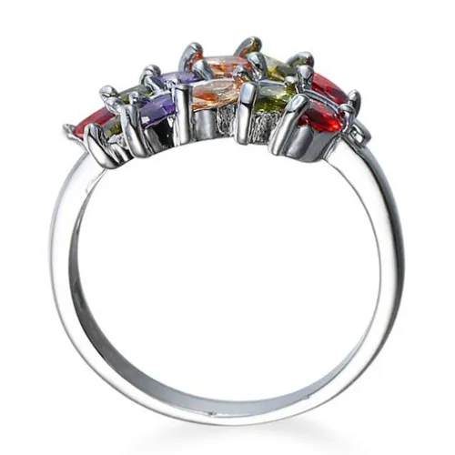 Luckyshien 12 Stuks Veel UNIEKE Blad Ringen 925 Zilveren Bruiloft Vrouwen Sieraden Ringen Vintage multi-color Zirkoon Ringen Vakantie gift225U