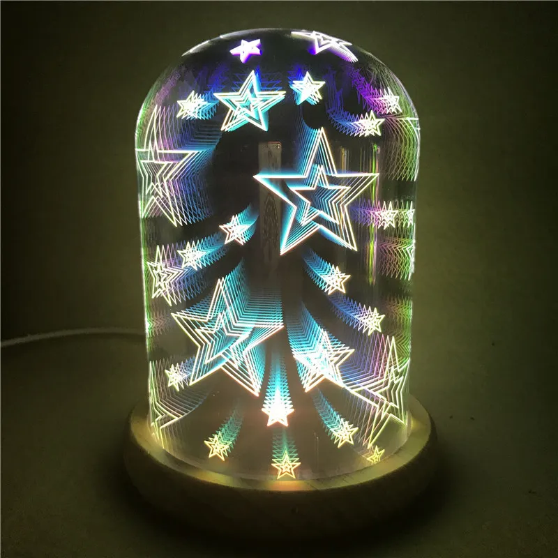 3D 유리 램프 마법 나이트 라이트 창조적 인 USB 인라인 침실 침대 옆 램프 LED 가정 분위기 선물 선물 램프 247E