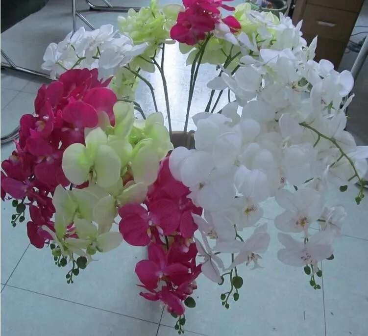  100CM long Elegant Dancing Phalaenopsis Artificial Silk Flowers Christmas Home Ornament Bouquet Wedding Centerpieces Decorations Supplies