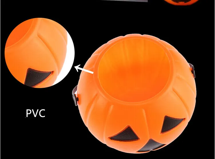  7*6cm Cute Halloween Decoration Props Smile Face Pumpkin Candy Bags Basket LED Lantern Craft Ornament 