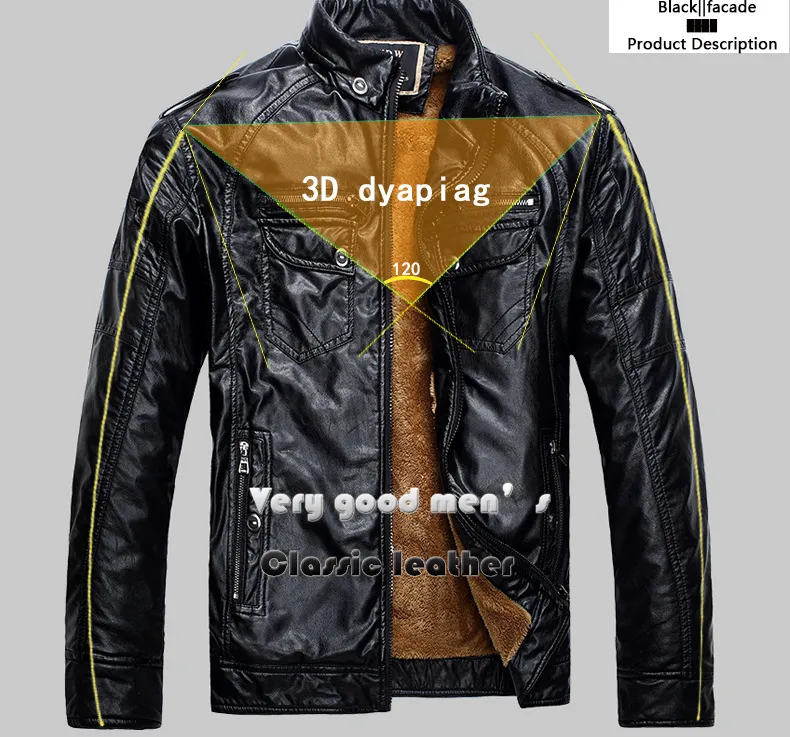 2018 Winter Male Leather Motorcycle Jacket Men Thick Fleece Warm Jaqueta de Couro Masculino Stand Collar Mens Leather Jackets