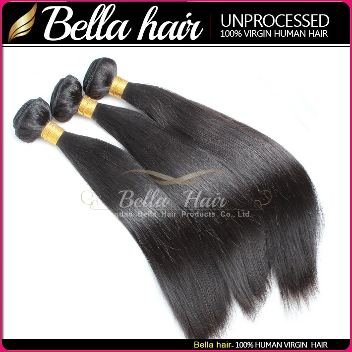 9A Brazilian Hair Extensions 100% Human Hair Weaves Natural Color Silky Straight Weft 3 Bundles Full Head BellaHair