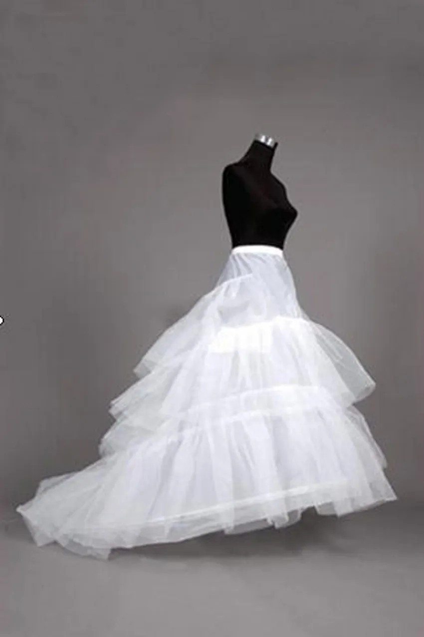 En Stock, nuevos vestidos de novia de cola larga, 3 enagua de aros, enagua de crinolina, vestido de falda antideslizante para mujer, Petticoat264L