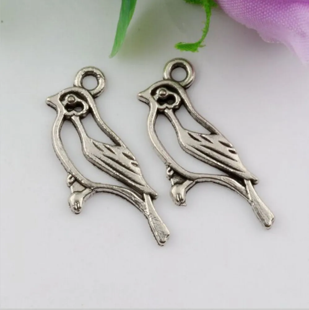 150 stuks legering holle vogel bedels hangers voor sieraden maken oorbellen ketting en armband 17x10mm antiek zilver 302J