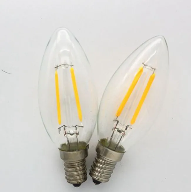 Żarówki LED LED E12 E14 E27 LAMPA LED 2W 4W 110-220V C35T C35 Filament Candelabra Edison Typ Oświetlenie żarówka 2375