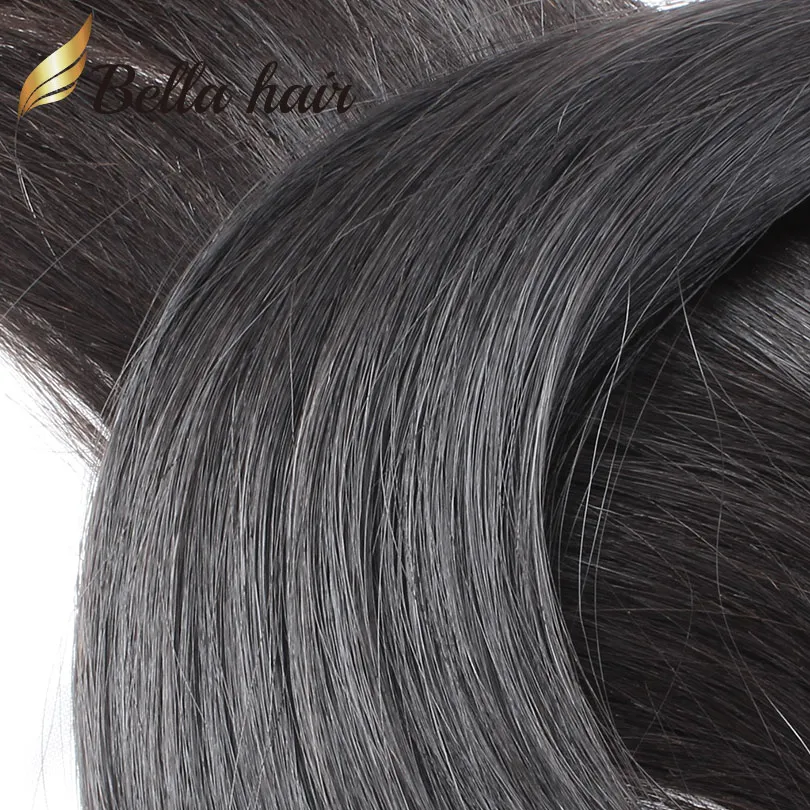 Human Hair Bundles with Silk Base Lace Closure 4x4 Straight Brazilian Malaysian Peruvian Indian Virgin Hair Weft Extensions BellaHair