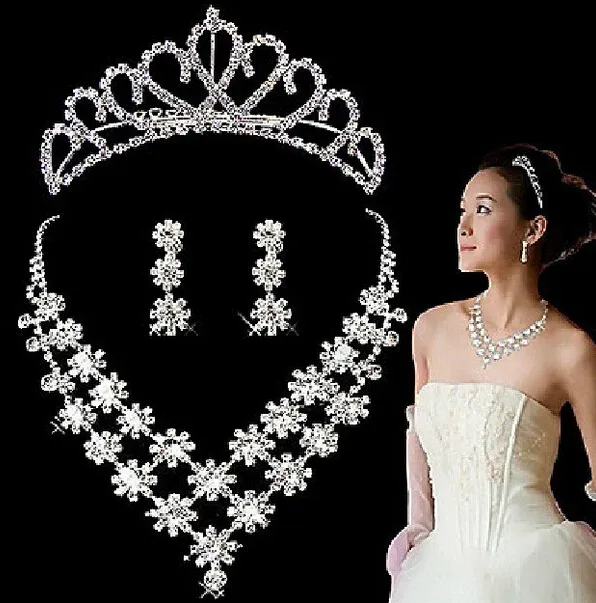 Accessori la sposa di cristallo di moda set di gioielli di spina con corona di orecchini da collana sposa sposa spedizione gratuita 2091