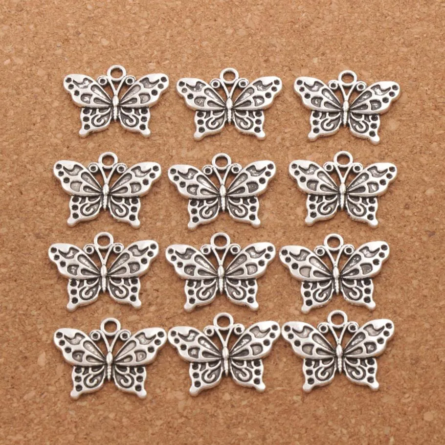 Pavão branco anartia jatrophoe butterfly charme contas lote 24 8x19 1mm pingentes de prata antigos jóias diy L1128 224D