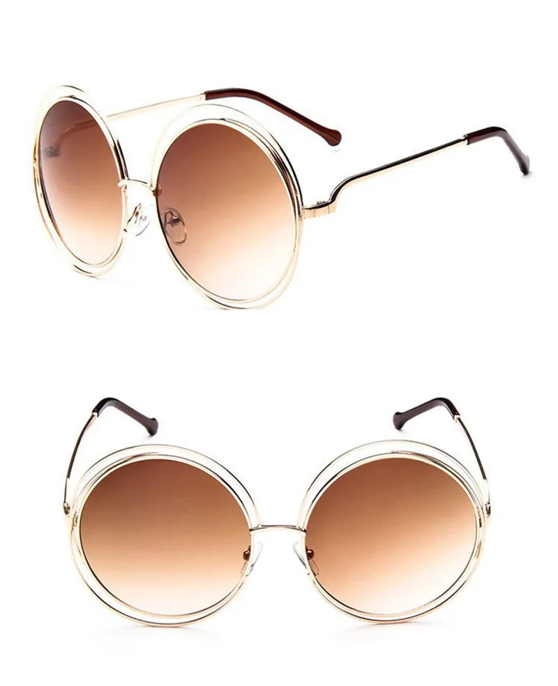 Neue Vintage Mode Women Brand Designer Fahrrad Sonnenbrille Elegant Big Round Draht Rahmen Sonnenbrillen übergroße Brille190n