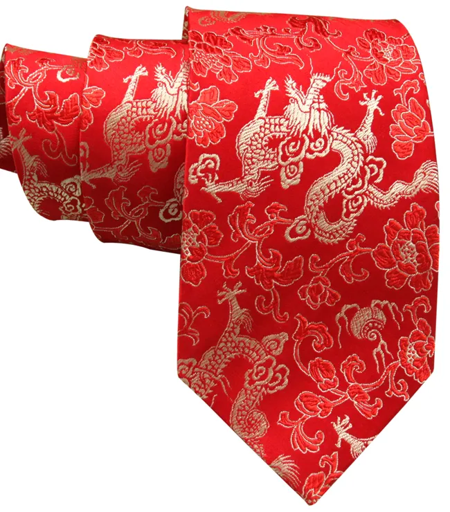 Luxury Ethnic Dragon Jacquard Ties Chinese style High End Natural Mulberry Silk GENUINE SILK Brocade Men standard Fashion Neckties Gifts