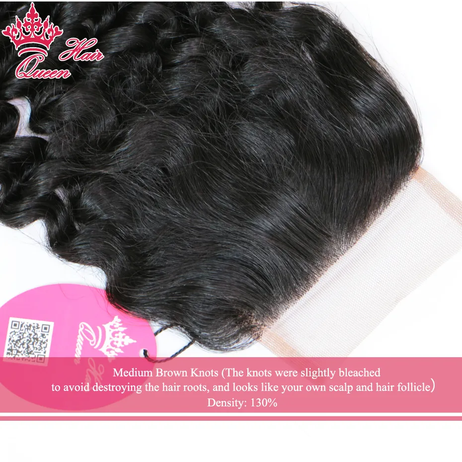 Queen Hair 100% Brasileño Virgin Human Hair 4x4inch Free Part Parte Cierre 10-20inch Tejido profundo Rizado 8A Grado DHL envío rápido