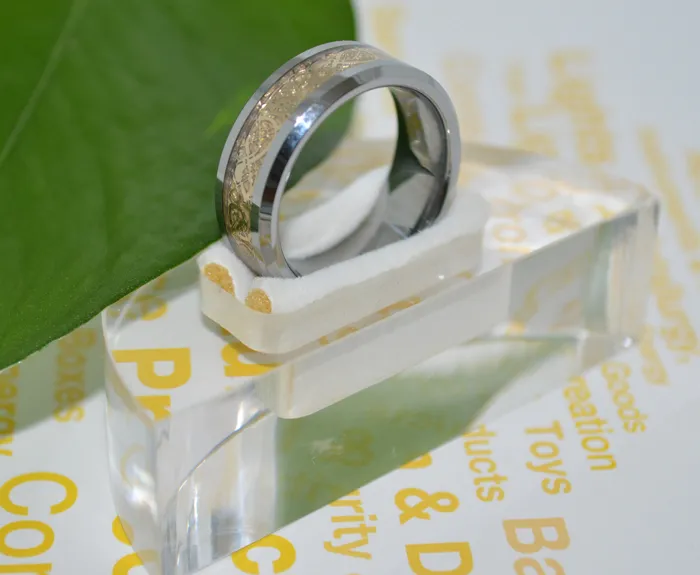 18Kgold plateó los anillos de tungsteno cóncavos joyería de moda bandas de boda del carburo para los hombres anillos de compromiso