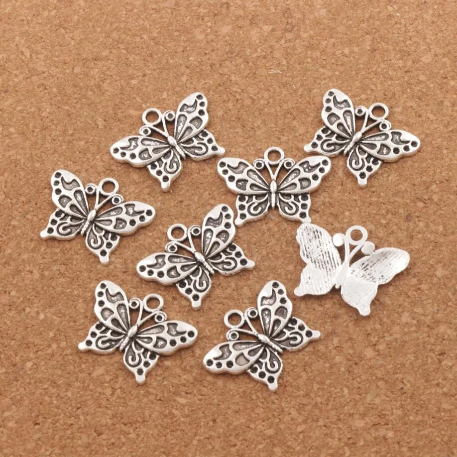 Paon blanc Anartia Jatrophoe papillon perles breloque 100 pièces 24 8x19 1mm pendentifs en argent Antique bijoux bricolage L11283008