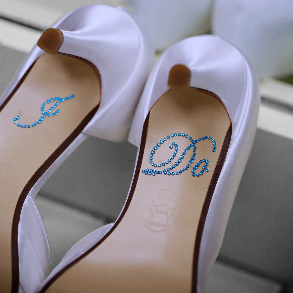 Niebieskie kryształowe naklejki na buty ślubne DIY Bridal Sandal Domowe naklejki nośne dla mnie i ja też naklejki na buty Clear Rhines283N