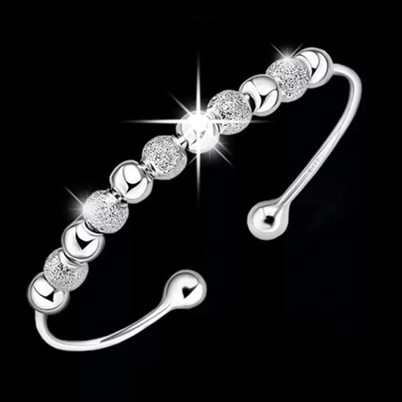 Изделия из стерлингового серебра 925 пробы, ювелирные изделия, мелкие полированные бусины, браслеты-подвески, китайский браслет на удачу, открытый дизайн2200