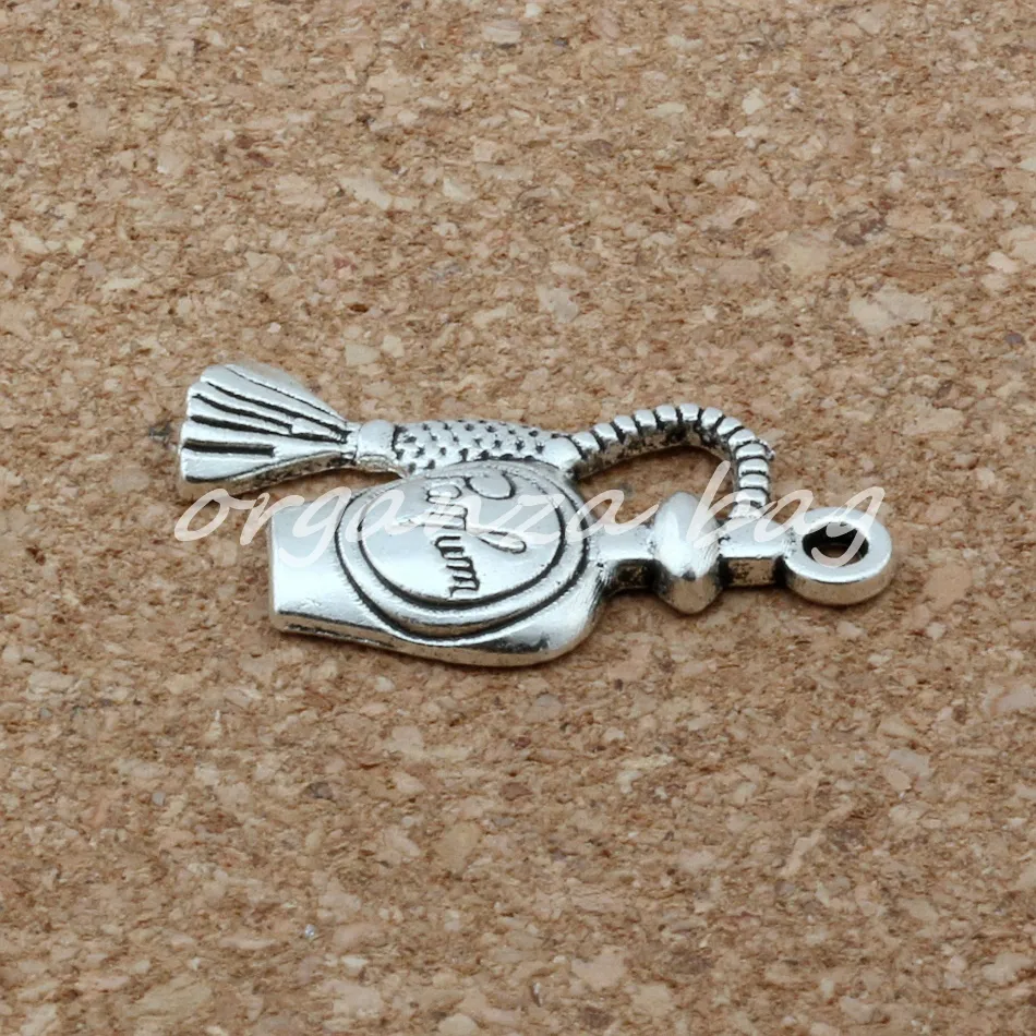 MIC 100 Stück 1 Los Antik-Silber-Zink-Legierung, einseitiges Design, Parfümflaschen-Charms, 17 x 24 mm, DIY-Schmuck276M