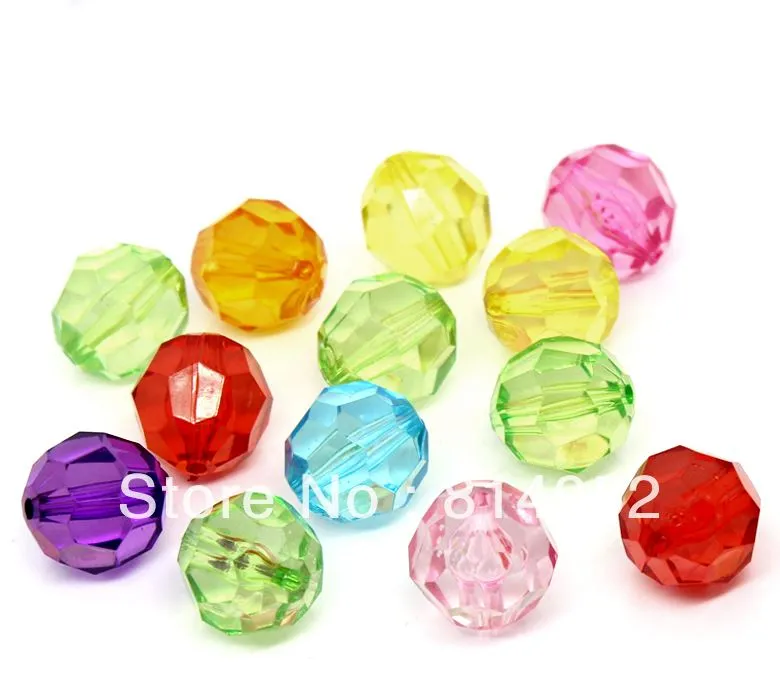Perles rondes transparentes en forme de Bubblegum, 100 pièces, en acrylique, à facettes, 20MM, transparentes, Bicone, pour grosses Nec343o