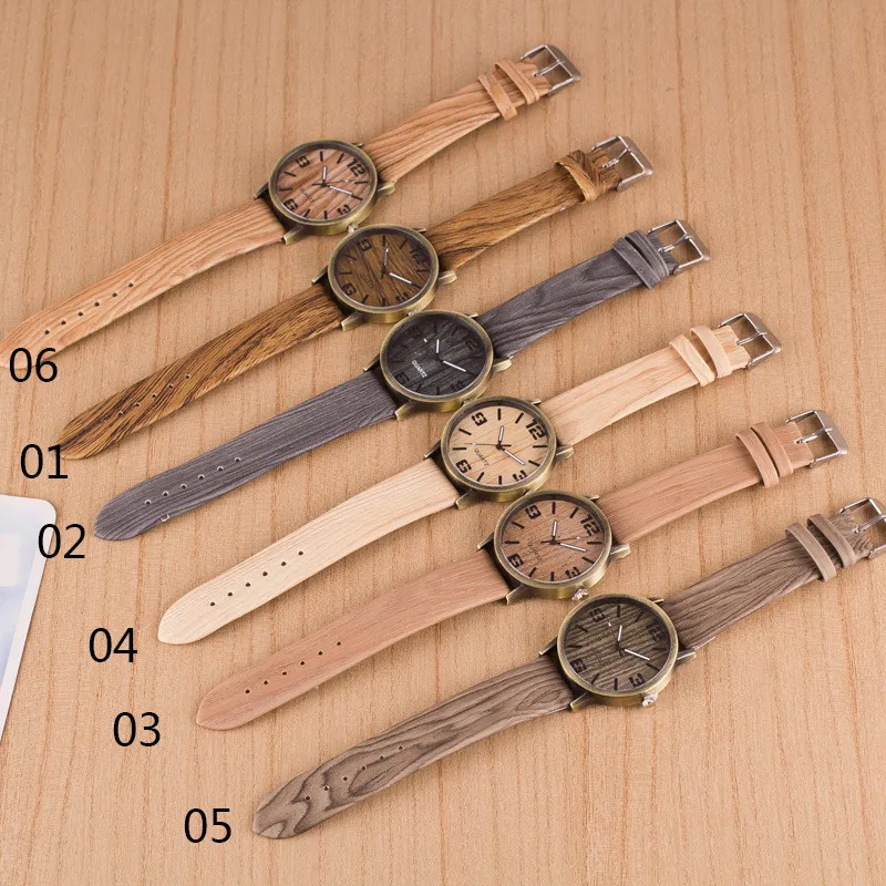 Orologi da uomo al quarzo Simulazione in legno i cinturino in pelle PU Orologio da polso maschile con venature del legno con supporto batteria drop shi324a