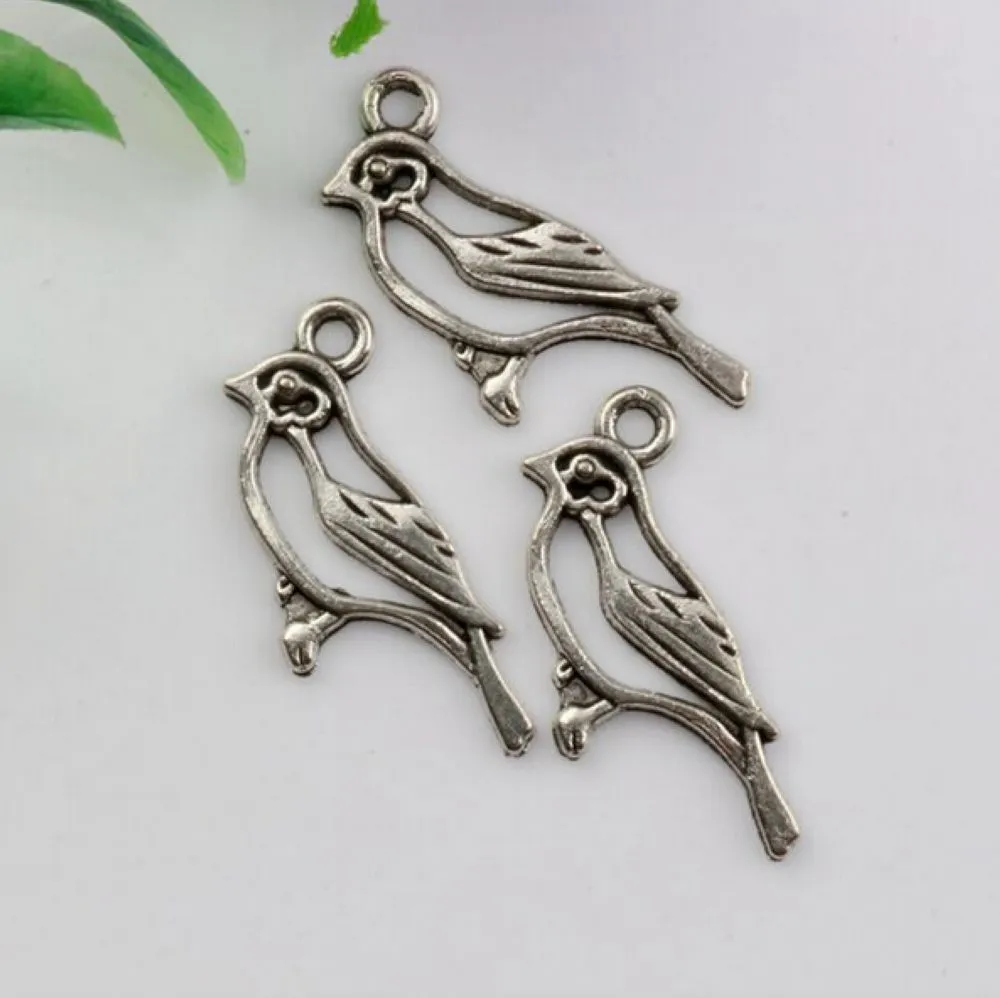 150 pçs liga oco pássaro encantos pingentes para fazer jóias brincos colar e pulseira 17x10mm prata antiga 302j